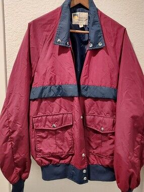 Mens Field & Stream Color Block Windbreaker Burgundy & Blue